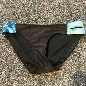 Black bikini bottoms with blue tie dye sides